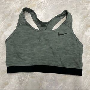 Nike Black and Gray Sports Bra with Racerback Design